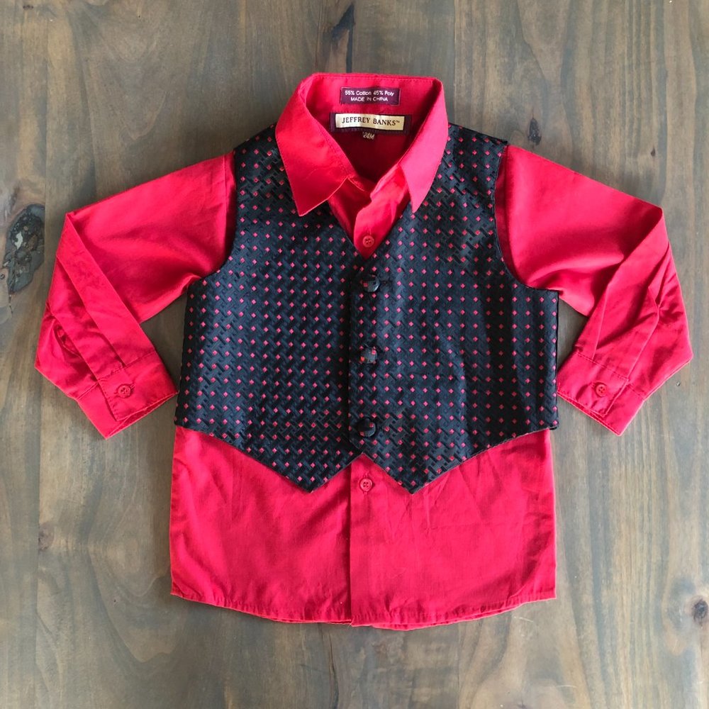 24m Jeffery Banks Button Up Shirt & Vest